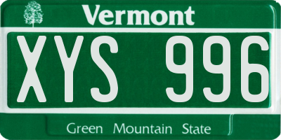 VT license plate XYS996