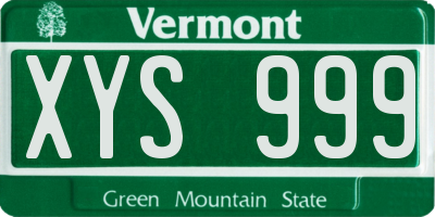 VT license plate XYS999