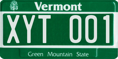 VT license plate XYT001