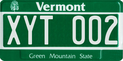 VT license plate XYT002