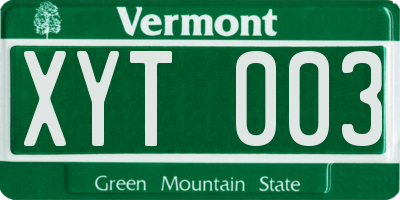 VT license plate XYT003