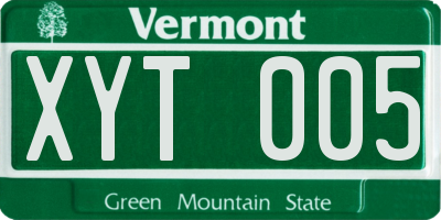VT license plate XYT005