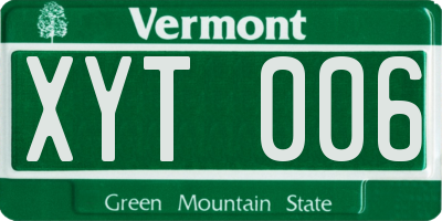 VT license plate XYT006