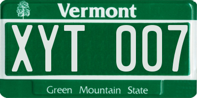 VT license plate XYT007