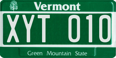 VT license plate XYT010