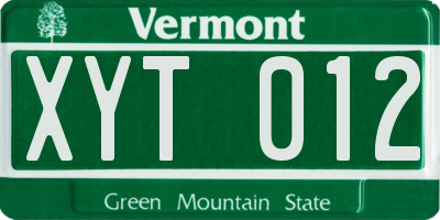 VT license plate XYT012