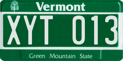 VT license plate XYT013