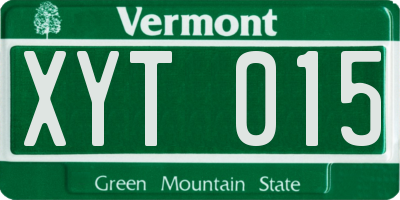 VT license plate XYT015