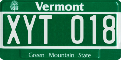 VT license plate XYT018