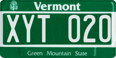 VT license plate XYT020