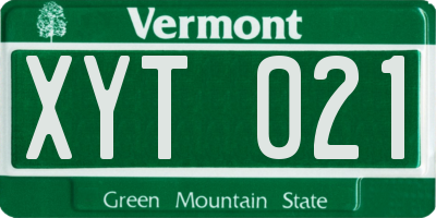 VT license plate XYT021