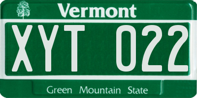 VT license plate XYT022