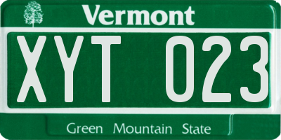 VT license plate XYT023