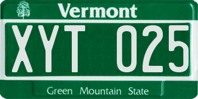 VT license plate XYT025