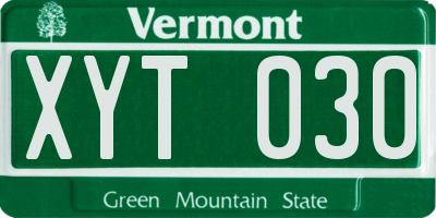 VT license plate XYT030