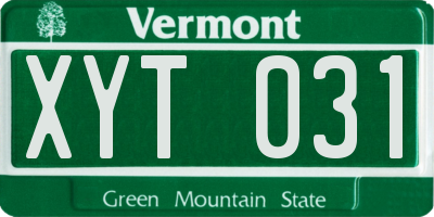 VT license plate XYT031