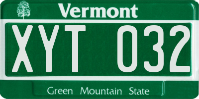 VT license plate XYT032