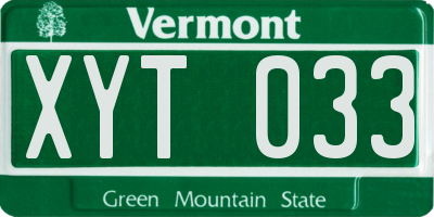 VT license plate XYT033