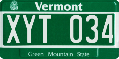 VT license plate XYT034