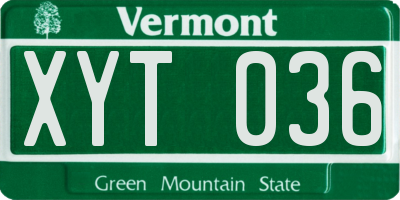 VT license plate XYT036