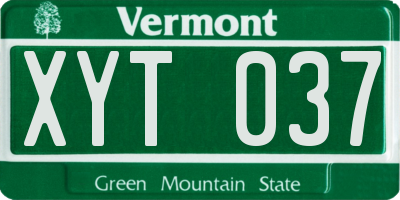 VT license plate XYT037