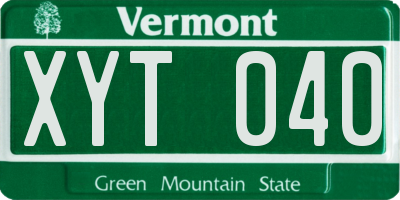 VT license plate XYT040