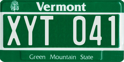 VT license plate XYT041