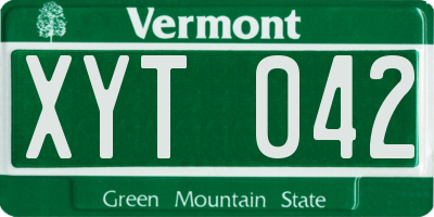 VT license plate XYT042