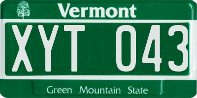 VT license plate XYT043