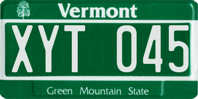 VT license plate XYT045
