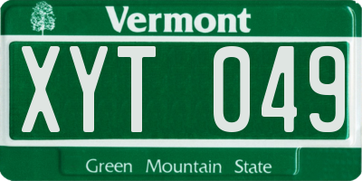 VT license plate XYT049