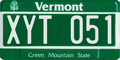 VT license plate XYT051