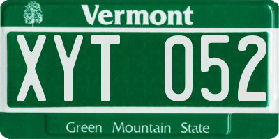 VT license plate XYT052