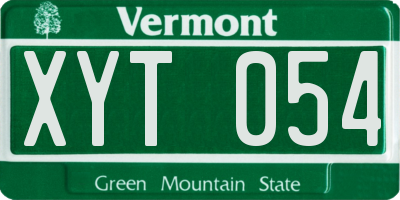 VT license plate XYT054