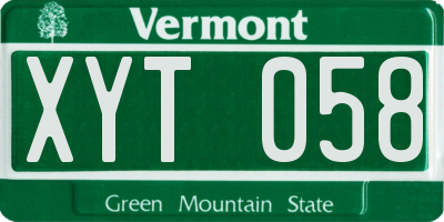 VT license plate XYT058