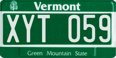 VT license plate XYT059