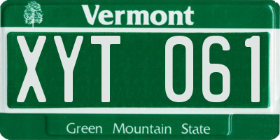 VT license plate XYT061