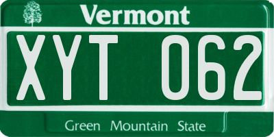 VT license plate XYT062