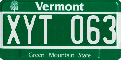 VT license plate XYT063