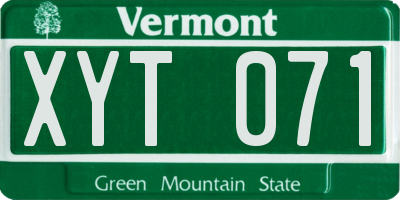 VT license plate XYT071