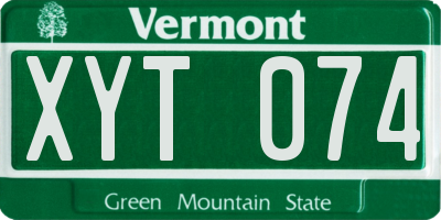 VT license plate XYT074