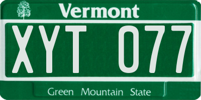 VT license plate XYT077