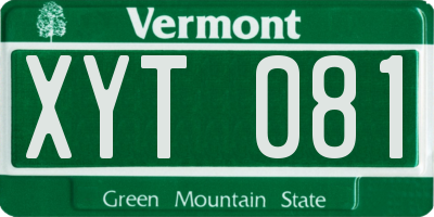 VT license plate XYT081