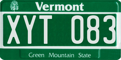 VT license plate XYT083