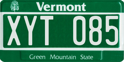 VT license plate XYT085
