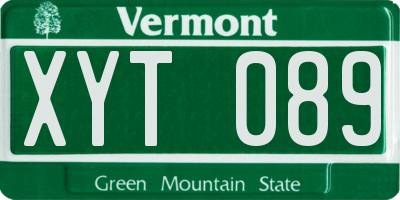 VT license plate XYT089