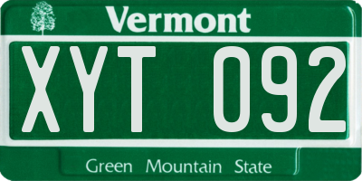 VT license plate XYT092