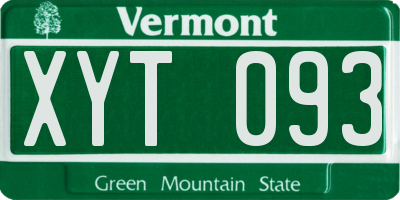 VT license plate XYT093