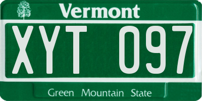 VT license plate XYT097