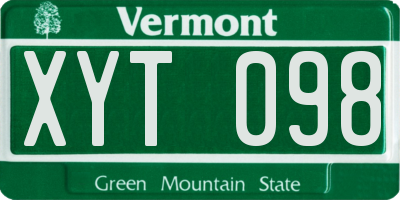 VT license plate XYT098